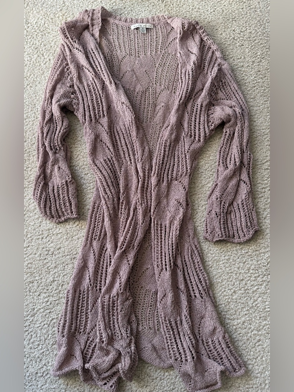 Fashion Nova Dusty Mauve Open-Knit Longline Cardigan sweater beach long casual